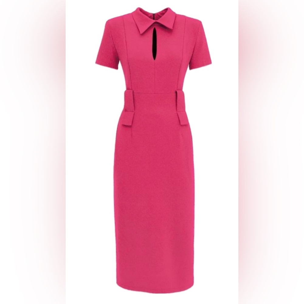 Julia Allert Pink Midi dress with belt (size M) NWOT